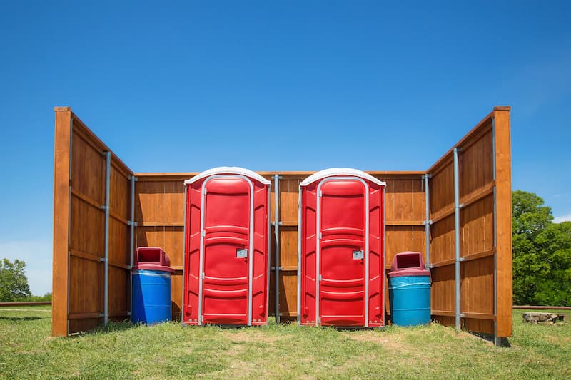 Short-term porta potty units staged for delivery in Anchorage, Alaska